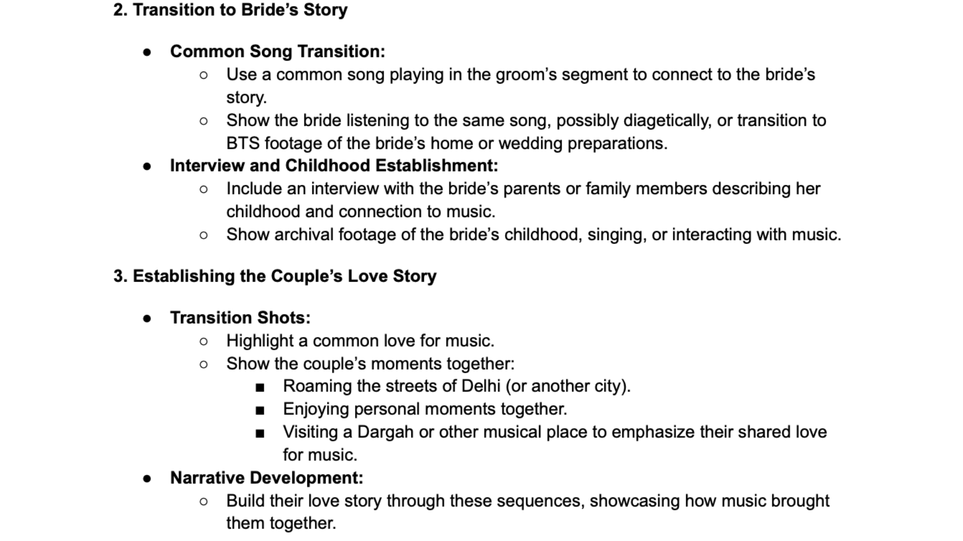 Fourth brief page for the wedding film